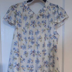 DOEN YVIE TOP -- BLEU FROLICKING FLORAL NWT